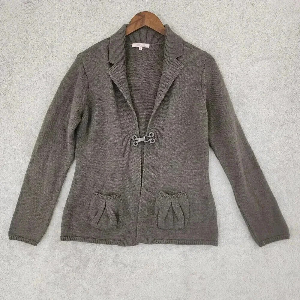 Hekla & Co.Made in Italy Womens Wool Cardigan Sweater Hook Closure - M 18PT